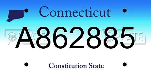 A862885 Connecticut License Plate