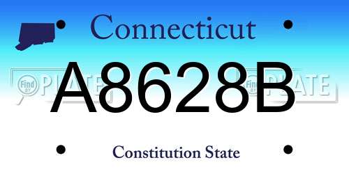A8628B Connecticut License Plate