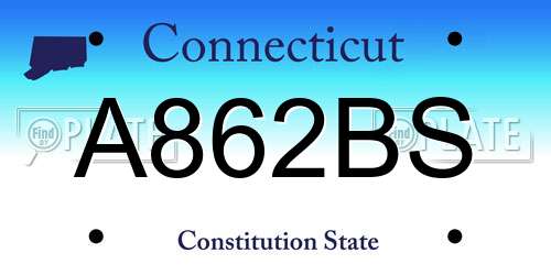 A862BS Connecticut License Plate