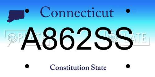 A862SS Connecticut License Plate