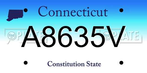 A8635V Connecticut License Plate