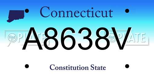 A8638V Connecticut License Plate
