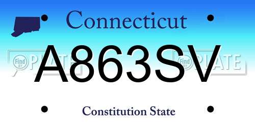 A863SV Connecticut License Plate