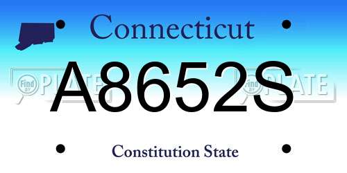 A8652S Connecticut License Plate