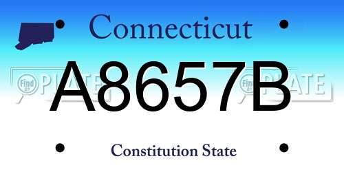 A8657B Connecticut License Plate