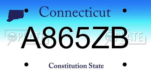 A865ZB Connecticut License Plate