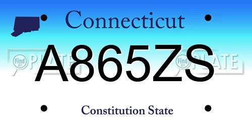 A865ZS Connecticut License Plate