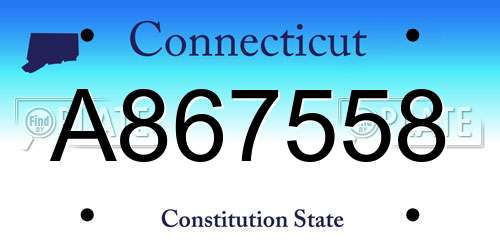 A867558 Connecticut License Plate