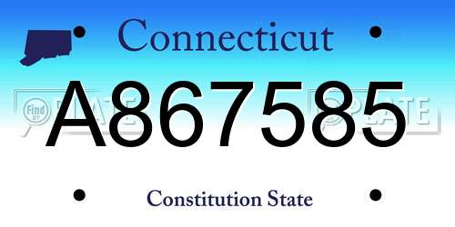A867585 Connecticut License Plate