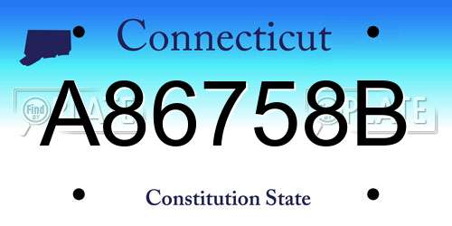 A86758B Connecticut License Plate