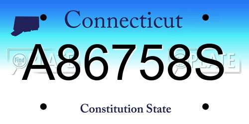 A86758S Connecticut License Plate