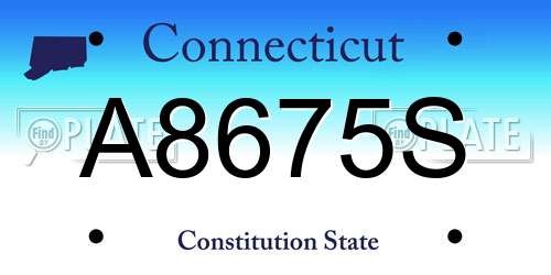 A8675S Connecticut License Plate