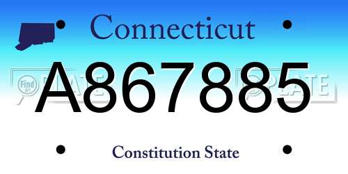 A867885 Connecticut License Plate