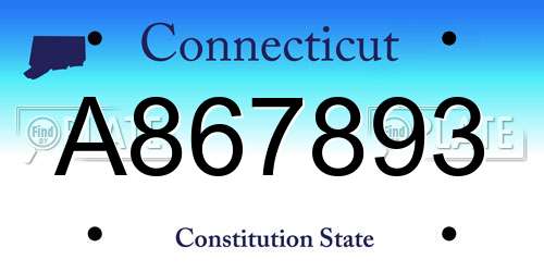 A867893 Connecticut License Plate