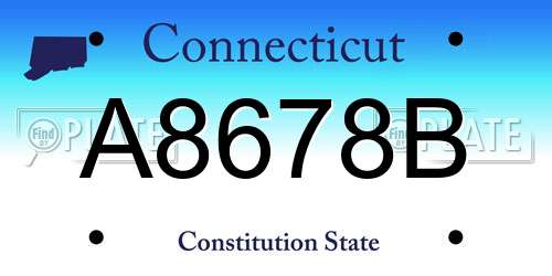 A8678B Connecticut License Plate