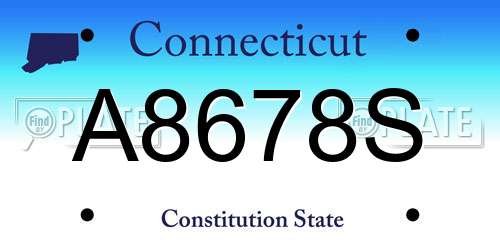 A8678S Connecticut License Plate