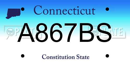 A867BS Connecticut License Plate