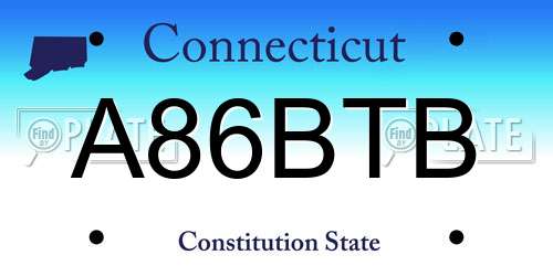 A86BTB Connecticut License Plate