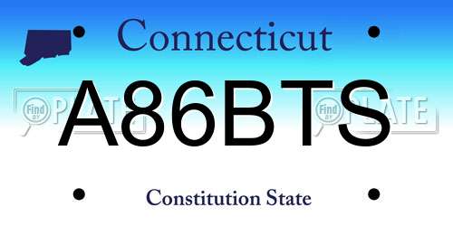 A86BTS Connecticut License Plate