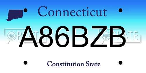 A86BZB Connecticut License Plate