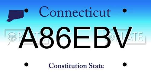 A86EBV Connecticut License Plate