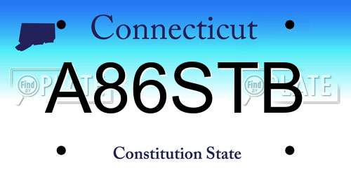 A86STB Connecticut License Plate