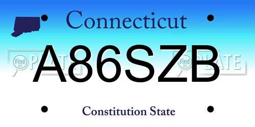 A86SZB Connecticut License Plate