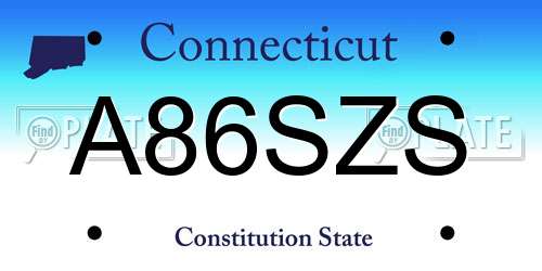 A86SZS Connecticut License Plate