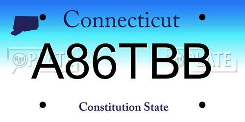 A86TBB Connecticut License Plate