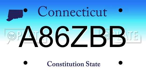 A86ZBB Connecticut License Plate