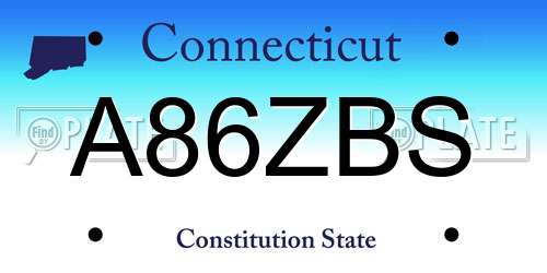 A86ZBS Connecticut License Plate