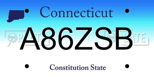 A86ZSB Connecticut License Plate
