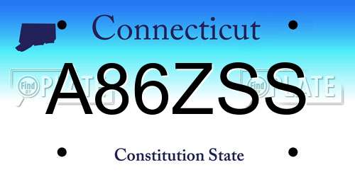 A86ZSS Connecticut License Plate