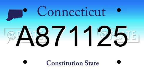A871125 Connecticut License Plate