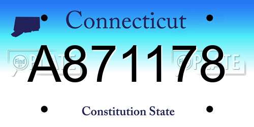 A871178 Connecticut License Plate