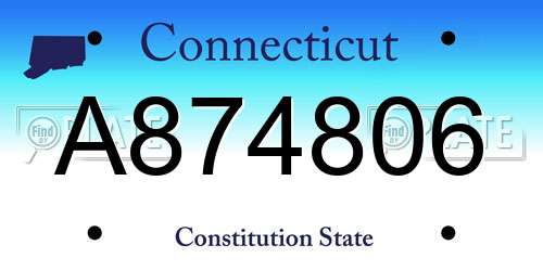 A874806 Connecticut License Plate