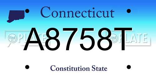 A8758T Connecticut License Plate