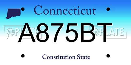 A875BT Connecticut License Plate