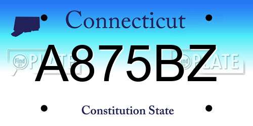 A875BZ Connecticut License Plate