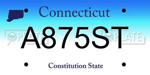 A875ST Connecticut License Plate