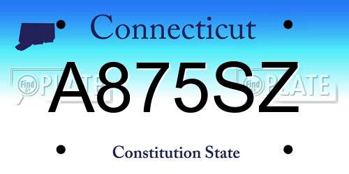 A875SZ Connecticut License Plate