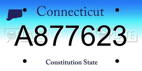 A877623 Connecticut License Plate
