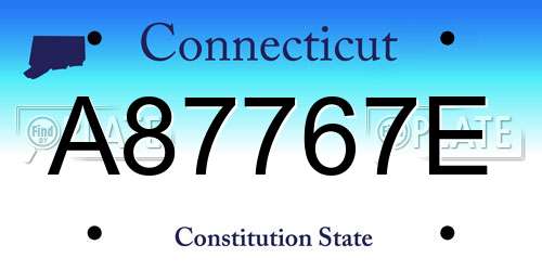 A87767E Connecticut License Plate