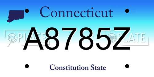 A8785Z Connecticut License Plate