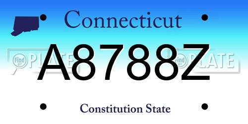 A8788Z Connecticut License Plate