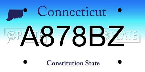 A878BZ Connecticut License Plate