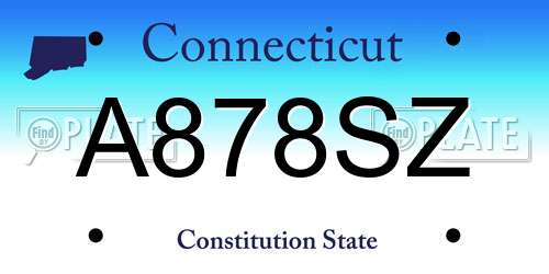A878SZ Connecticut License Plate