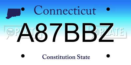 A87BBZ Connecticut License Plate