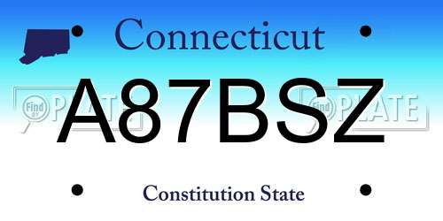 A87BSZ Connecticut License Plate