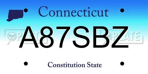 A87SBZ Connecticut License Plate